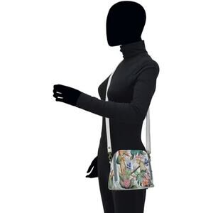 Anna by Anuschka, Bird Floral Hand-Painted Leather Bag. NWT